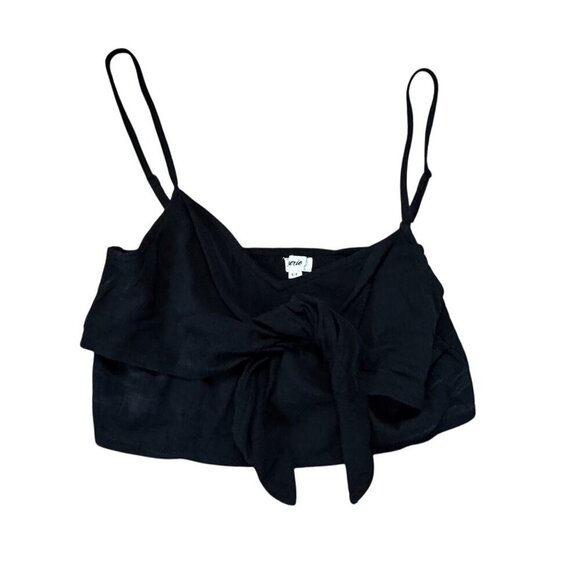 Aerie Black Adjustable Strap Tie-Front Crop Top Small NWT MSRP $40 - Picture 2 of 6